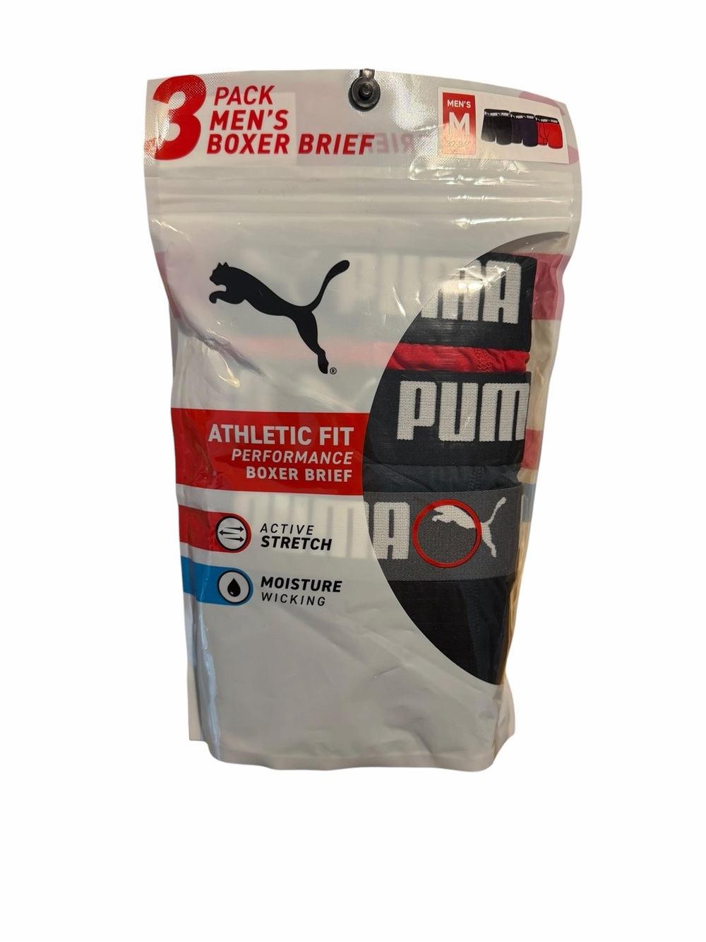 Puma 3-Pack Boxer Briefs in Black, Red, Gray